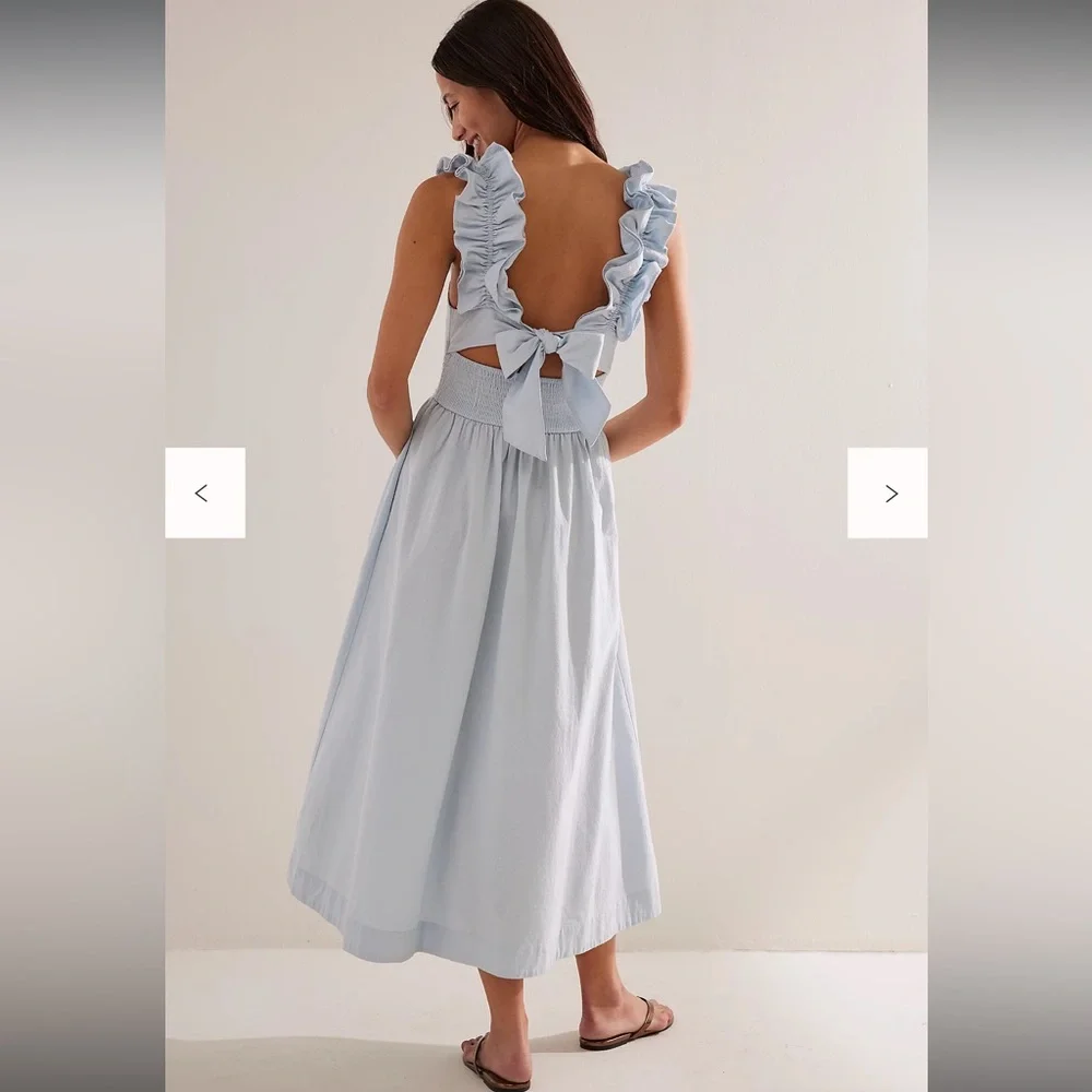 Free People Ruffle It Up Midi - Morning Frost - Picture 2 of 4